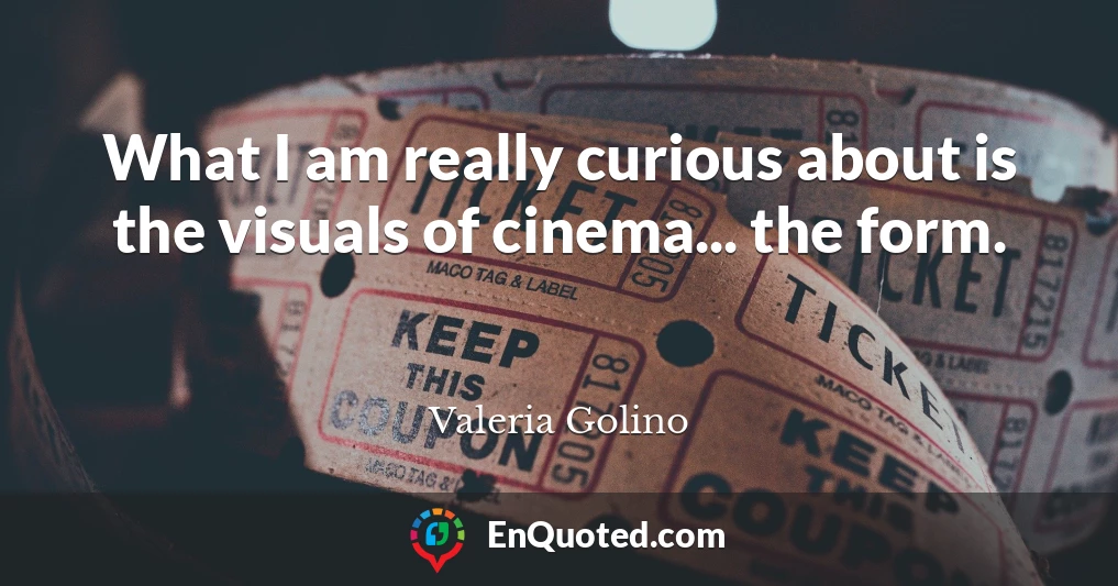 What I am really curious about is the visuals of cinema... the form.