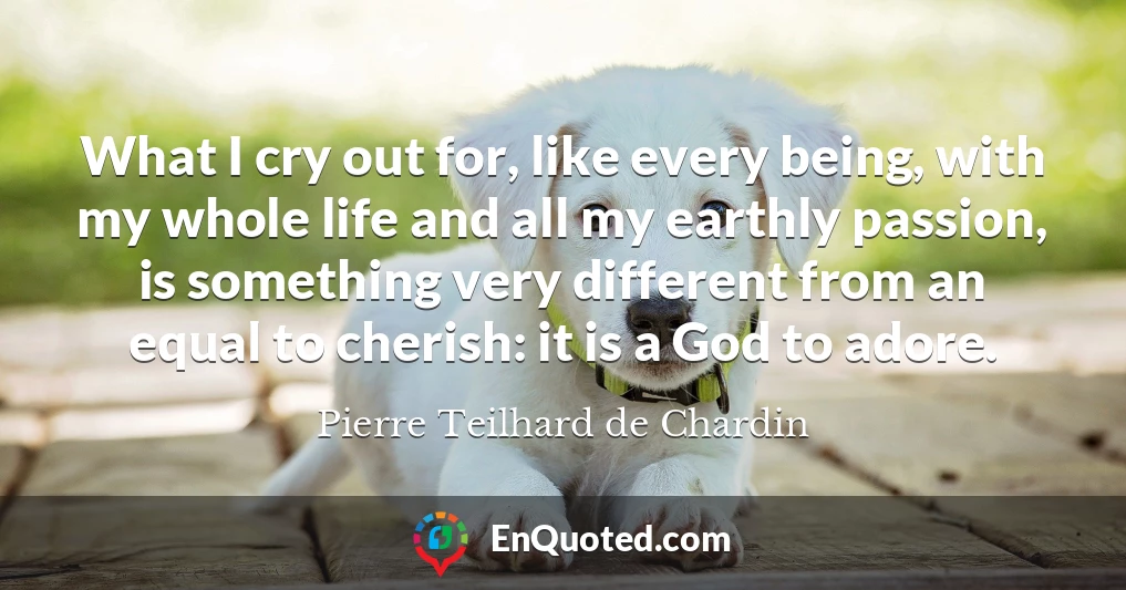 What I cry out for, like every being, with my whole life and all my earthly passion, is something very different from an equal to cherish: it is a God to adore.
