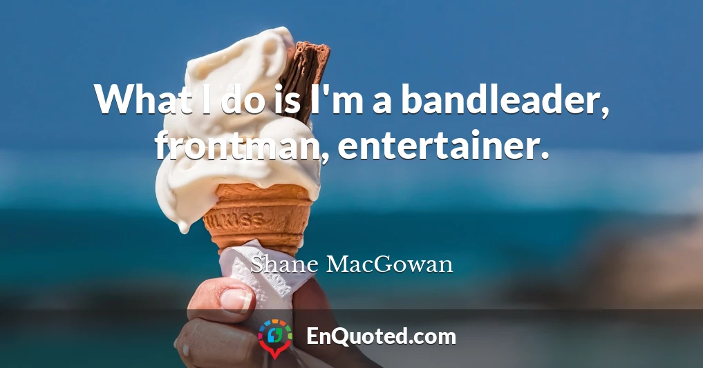 What I do is I'm a bandleader, frontman, entertainer.