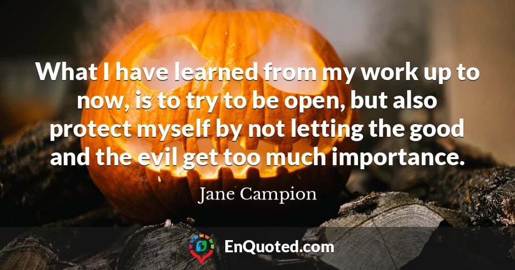 What I have learned from my work up to now, is to try to be open, but also protect myself by not letting the good and the evil get too much importance.