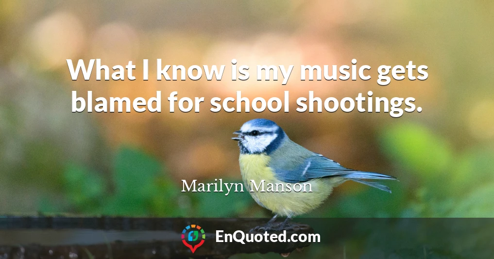 What I know is my music gets blamed for school shootings.