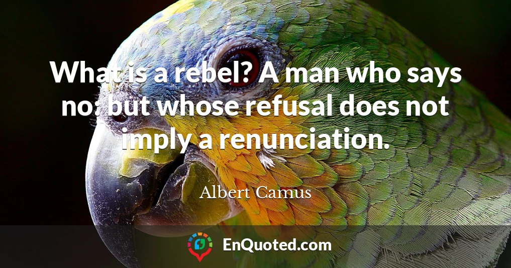 What is a rebel? A man who says no: but whose refusal does not imply a renunciation.