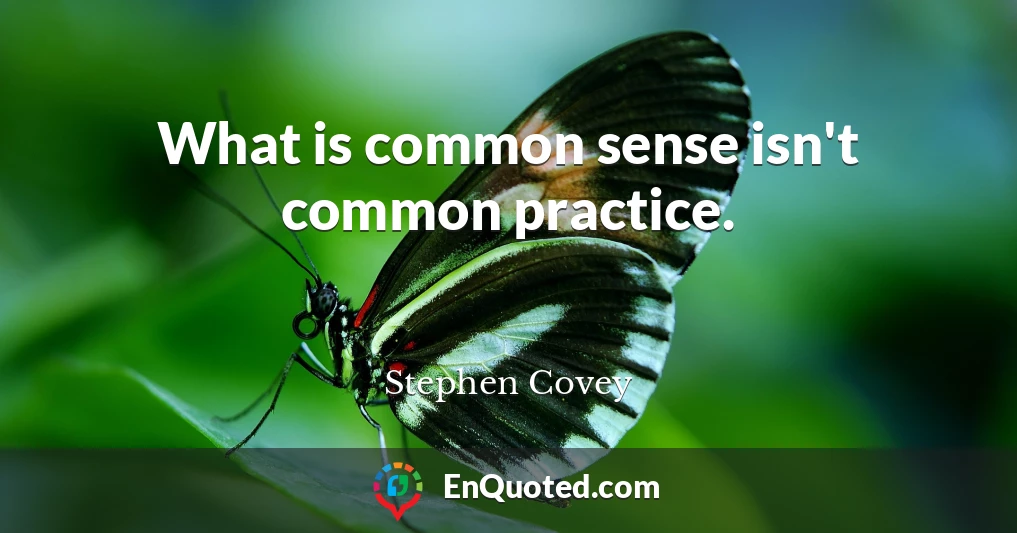 What is common sense isn't common practice.