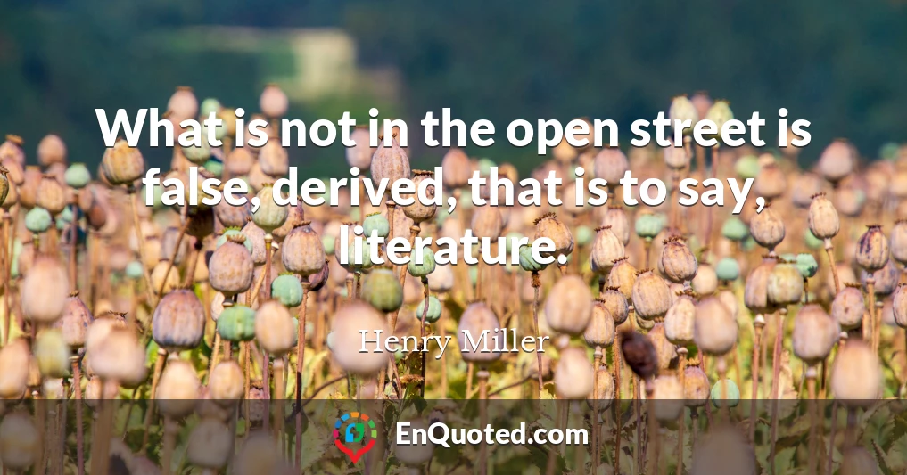 What is not in the open street is false, derived, that is to say, literature.