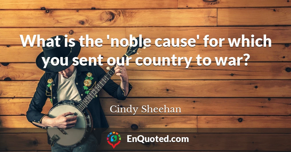 What is the 'noble cause' for which you sent our country to war?