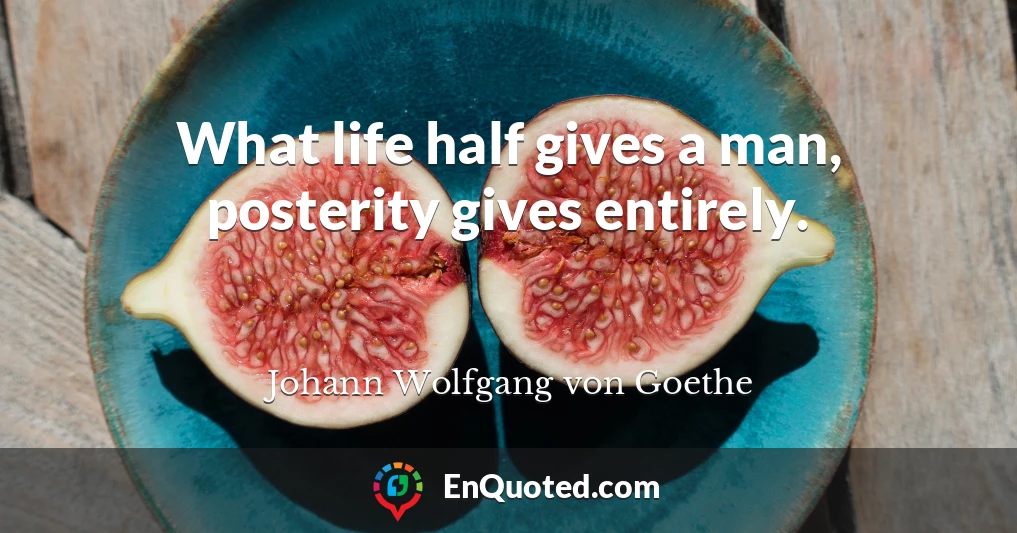 What life half gives a man, posterity gives entirely.