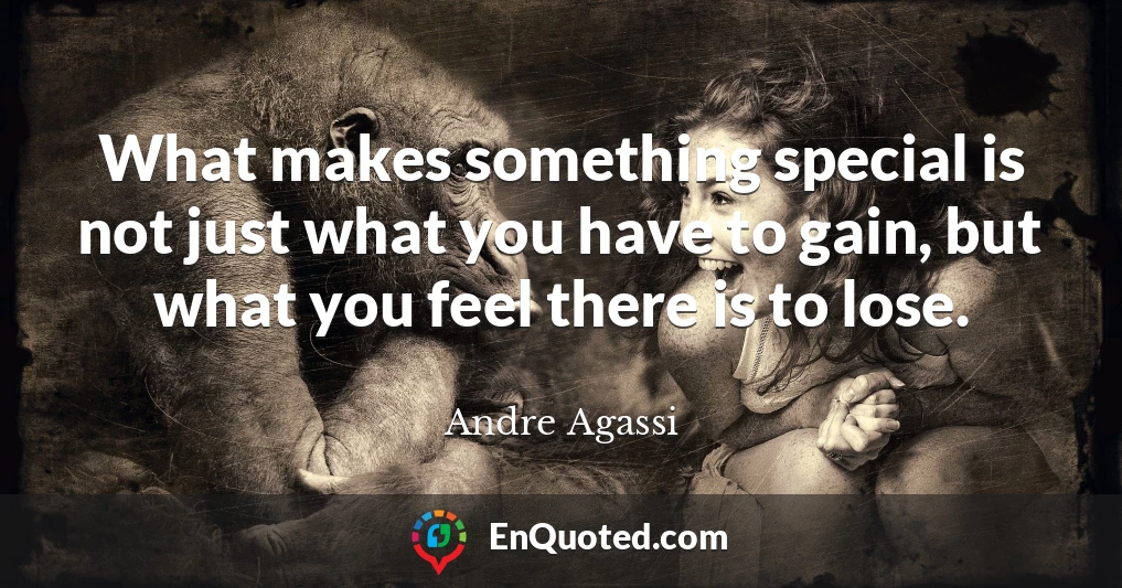 What makes something special is not just what you have to gain, but what you feel there is to lose.