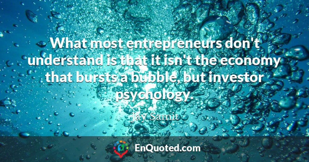 What most entrepreneurs don't understand is that it isn't the economy that bursts a bubble, but investor psychology.