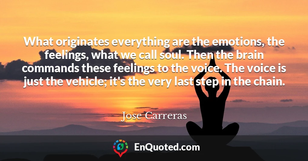 What originates everything are the emotions, the feelings, what we call soul. Then the brain commands these feelings to the voice. The voice is just the vehicle; it's the very last step in the chain.