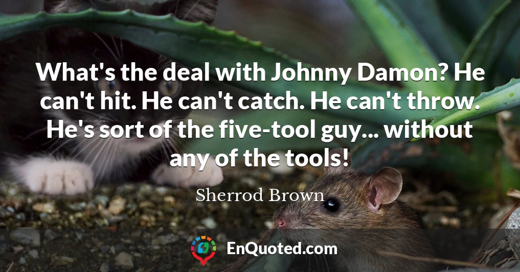 What's the deal with Johnny Damon? He can't hit. He can't catch. He can't throw. He's sort of the five-tool guy... without any of the tools!
