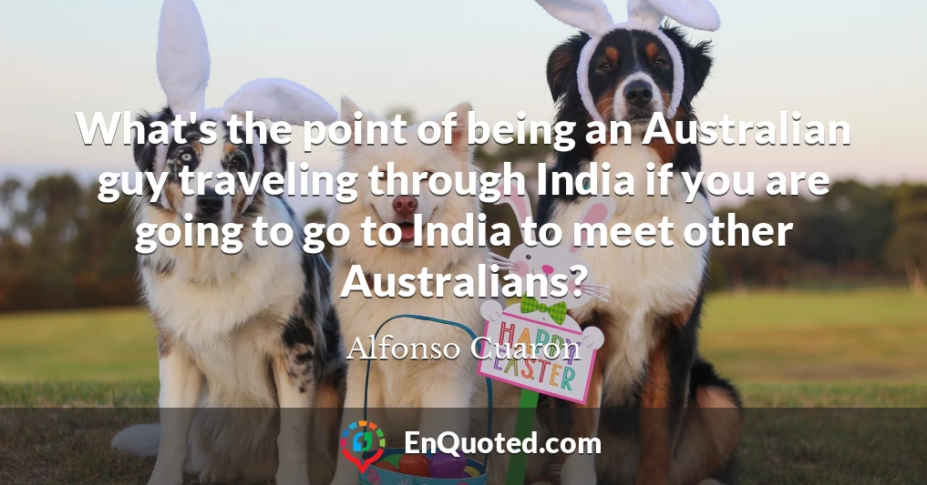 What's the point of being an Australian guy traveling through India if you are going to go to India to meet other Australians?