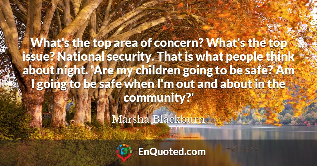 What's the top area of concern? What's the top issue? National security. That is what people think about night. 'Are my children going to be safe? Am I going to be safe when I'm out and about in the community?'