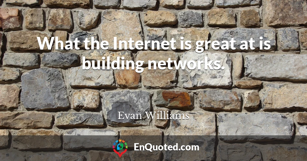 What the Internet is great at is building networks.