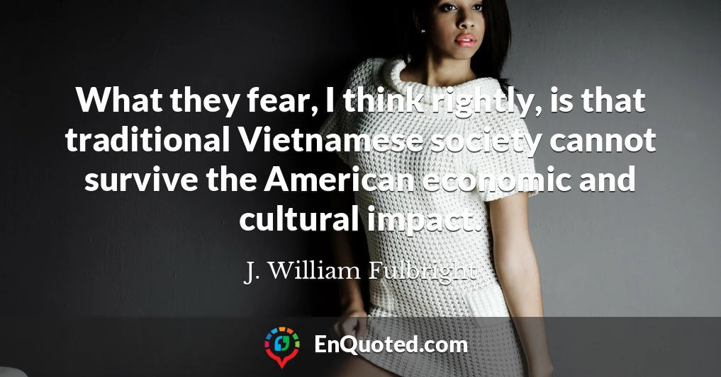 What they fear, I think rightly, is that traditional Vietnamese society cannot survive the American economic and cultural impact.