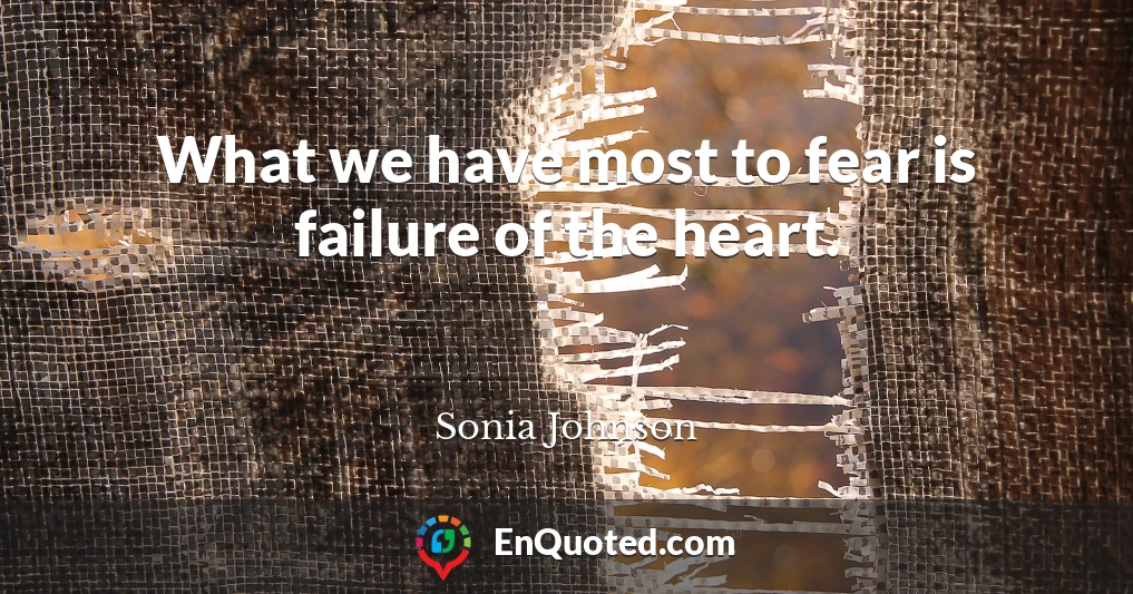 What we have most to fear is failure of the heart.