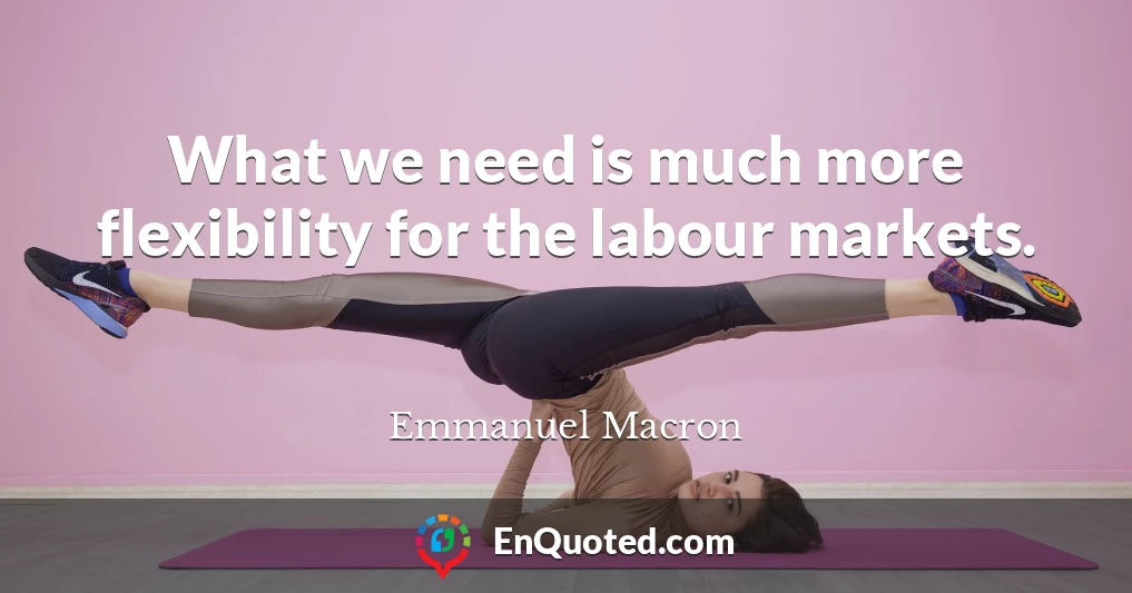 What we need is much more flexibility for the labour markets.