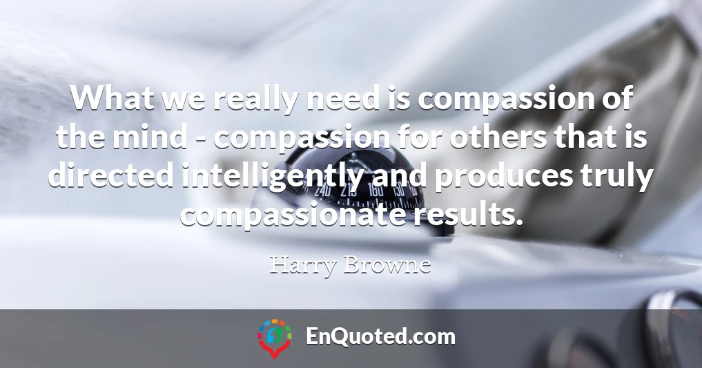 What we really need is compassion of the mind - compassion for others that is directed intelligently and produces truly compassionate results.