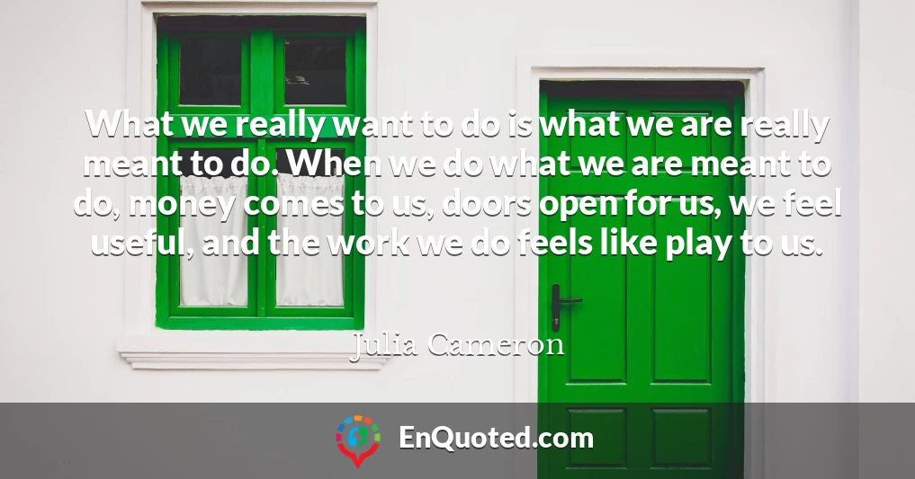 What we really want to do is what we are really meant to do. When we do what we are meant to do, money comes to us, doors open for us, we feel useful, and the work we do feels like play to us.