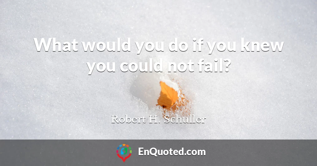 What would you do if you knew you could not fail?