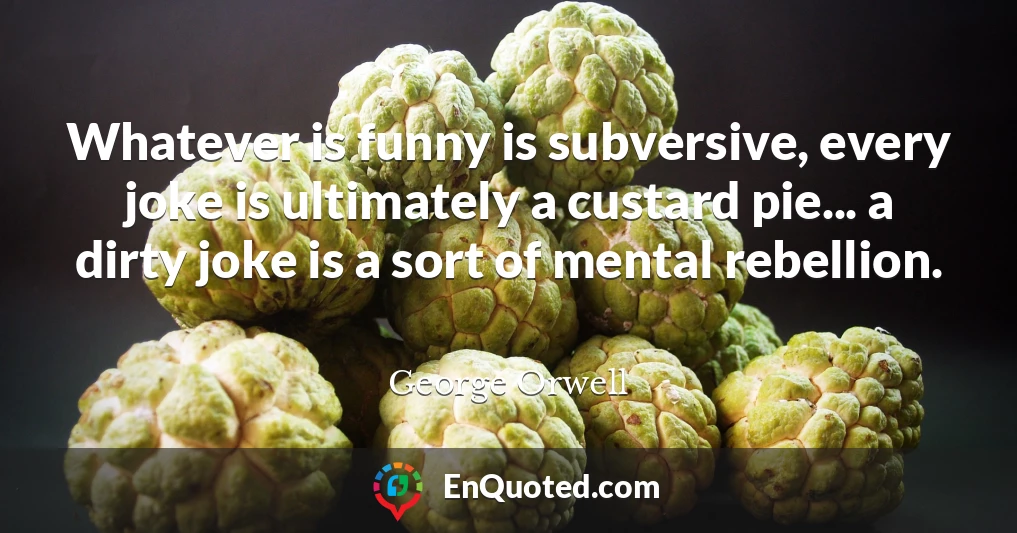 Whatever is funny is subversive, every joke is ultimately a custard pie... a dirty joke is a sort of mental rebellion.