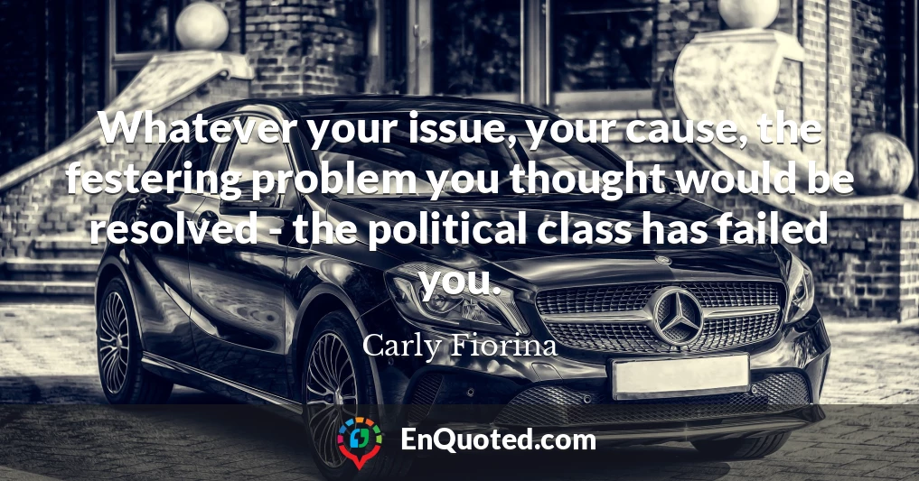 Whatever your issue, your cause, the festering problem you thought would be resolved - the political class has failed you.