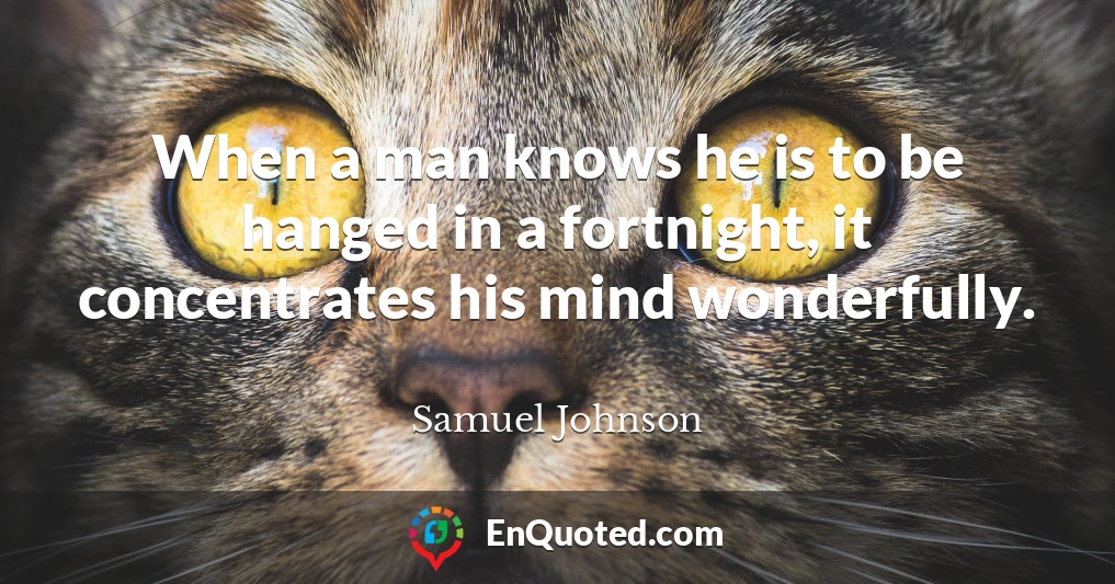 When a man knows he is to be hanged in a fortnight, it concentrates his mind wonderfully.