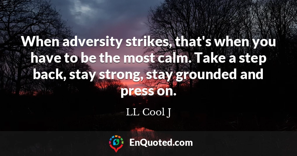 When adversity strikes, that's when you have to be the most calm. Take a step back, stay strong, stay grounded and press on.