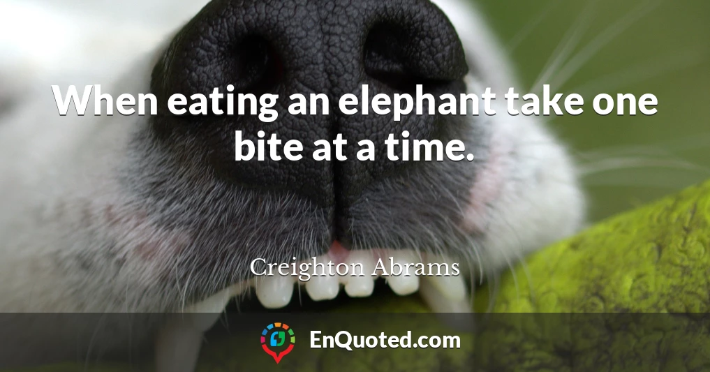 When eating an elephant take one bite at a time.