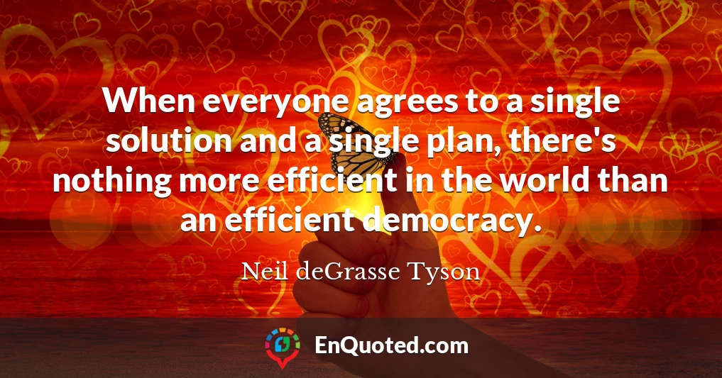 When everyone agrees to a single solution and a single plan, there's nothing more efficient in the world than an efficient democracy.
