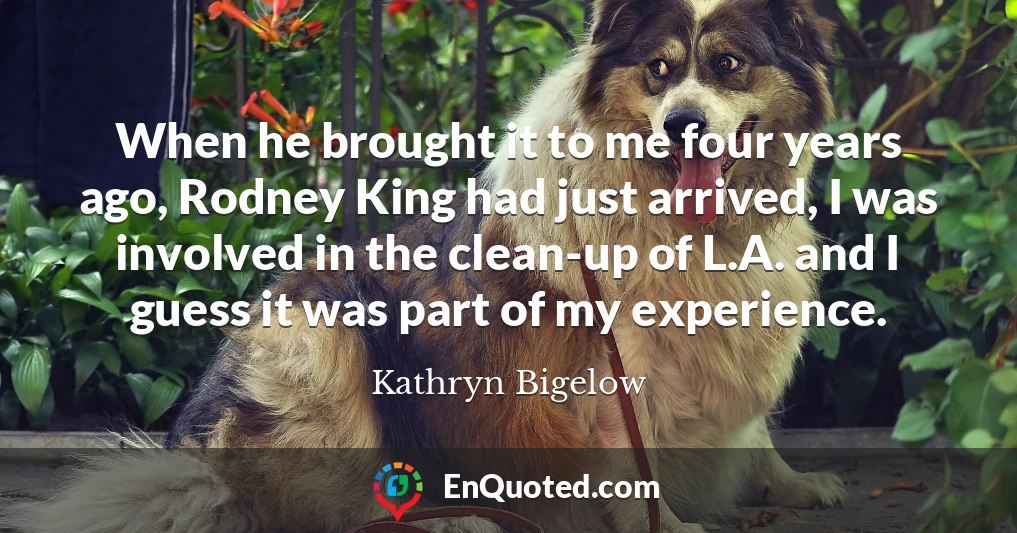 When he brought it to me four years ago, Rodney King had just arrived, I was involved in the clean-up of L.A. and I guess it was part of my experience.