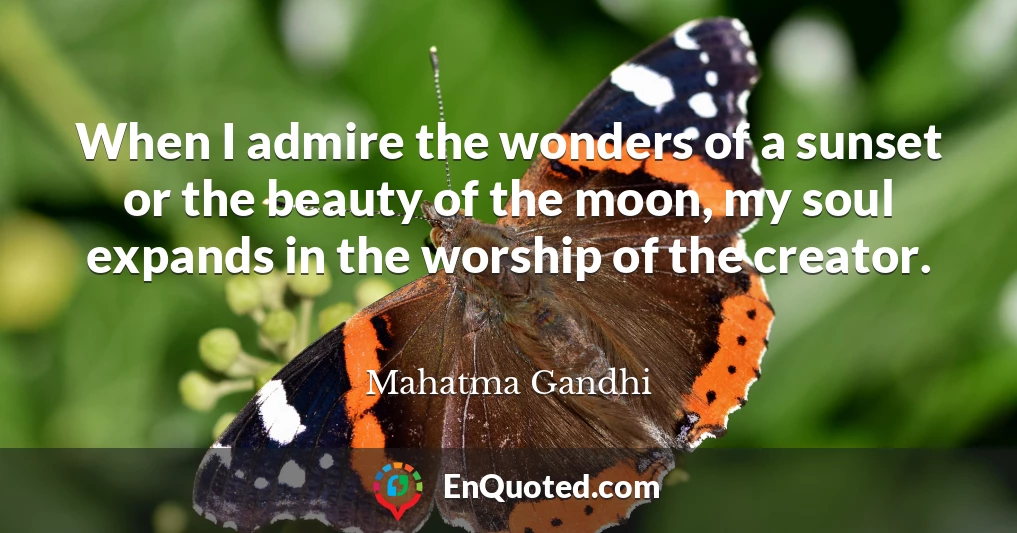 When I admire the wonders of a sunset or the beauty of the moon, my soul expands in the worship of the creator.