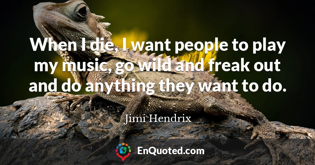 When I die, I want people to play my music, go wild and freak out and do anything they want to do.