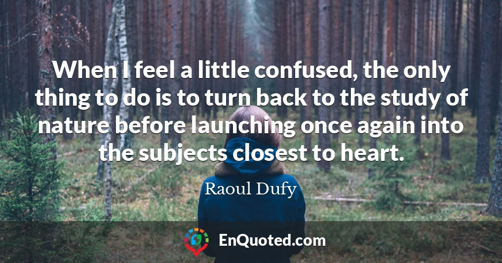 When I feel a little confused, the only thing to do is to turn back to the study of nature before launching once again into the subjects closest to heart.