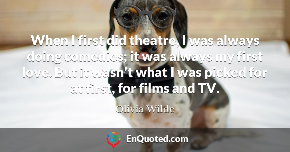 When I first did theatre, I was always doing comedies; it was always my first love. But it wasn't what I was picked for at first, for films and TV.