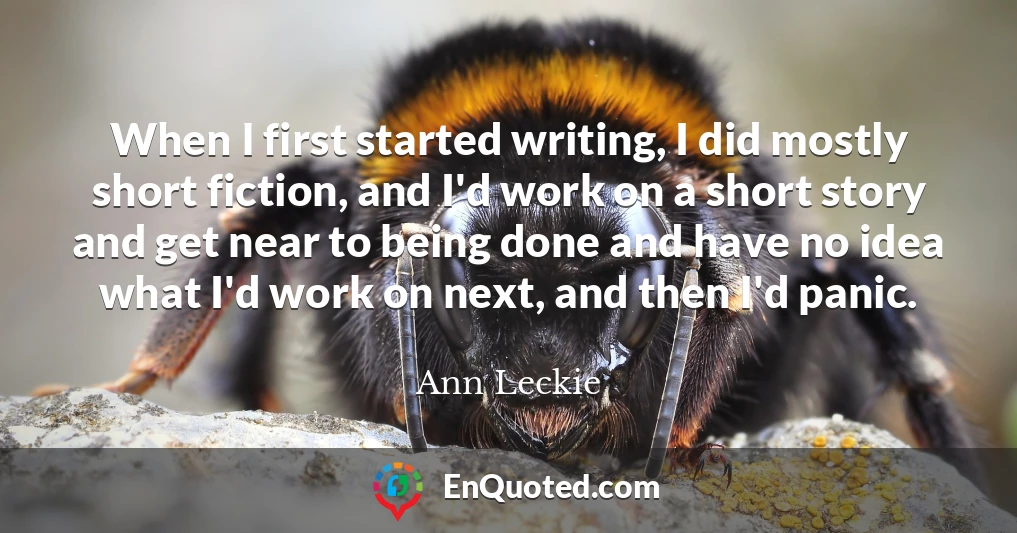 When I first started writing, I did mostly short fiction, and I'd work on a short story and get near to being done and have no idea what I'd work on next, and then I'd panic.