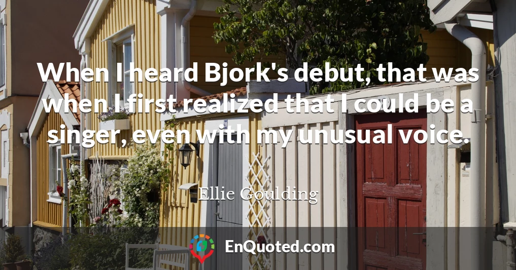 When I heard Bjork's debut, that was when I first realized that I could be a singer, even with my unusual voice.