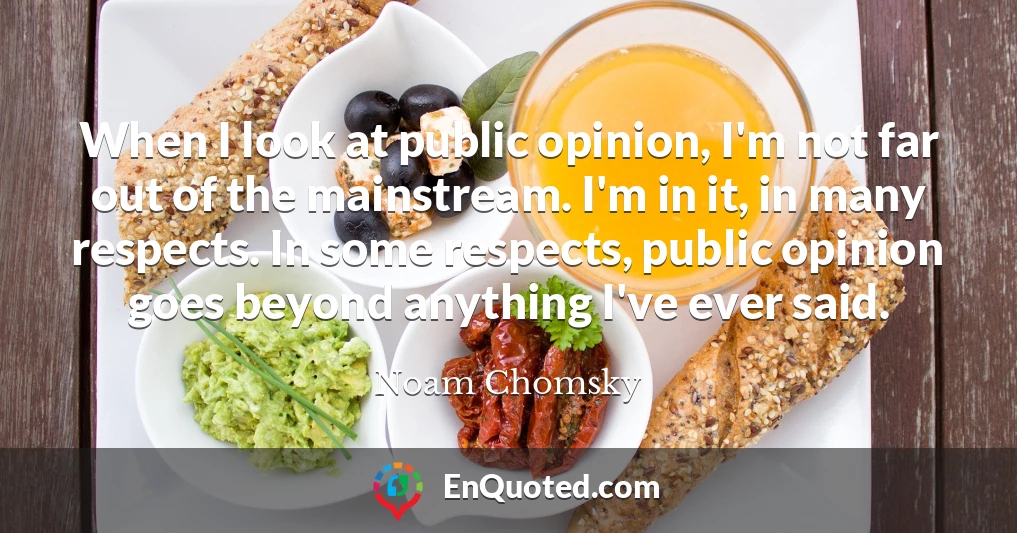 When I look at public opinion, I'm not far out of the mainstream. I'm in it, in many respects. In some respects, public opinion goes beyond anything I've ever said.