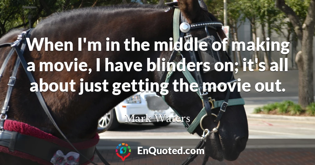 When I'm in the middle of making a movie, I have blinders on; it's all about just getting the movie out.