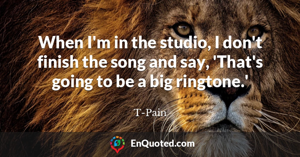 When I'm in the studio, I don't finish the song and say, 'That's going to be a big ringtone.'