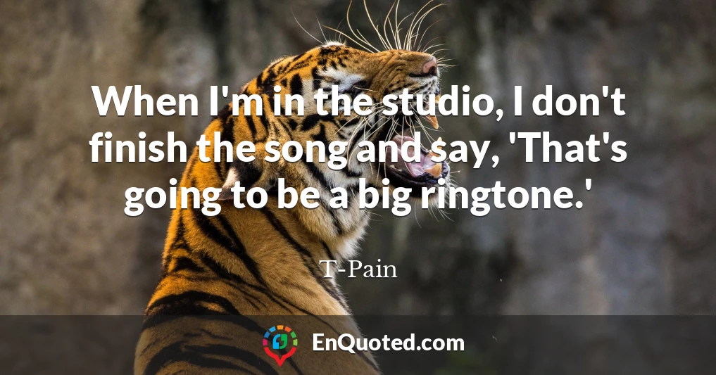 When I'm in the studio, I don't finish the song and say, 'That's going to be a big ringtone.'