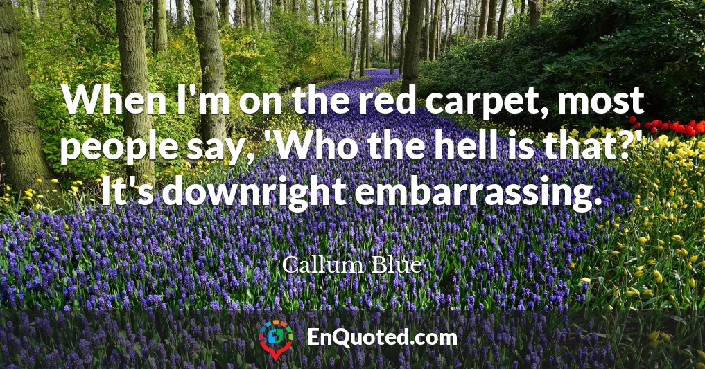 When I'm on the red carpet, most people say, 'Who the hell is that?' It's downright embarrassing.