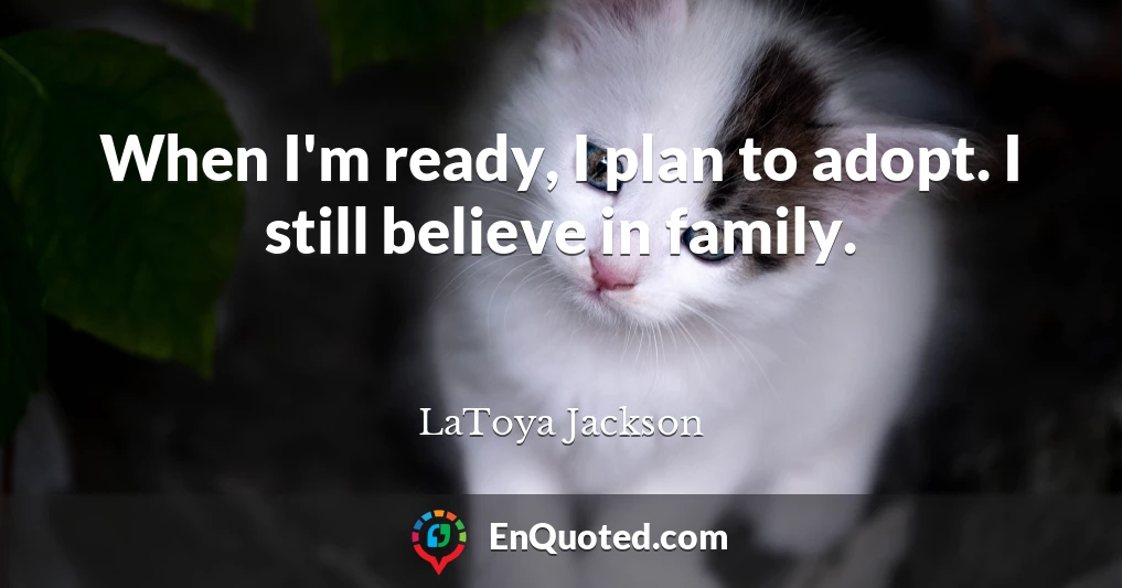 When I'm ready, I plan to adopt. I still believe in family.