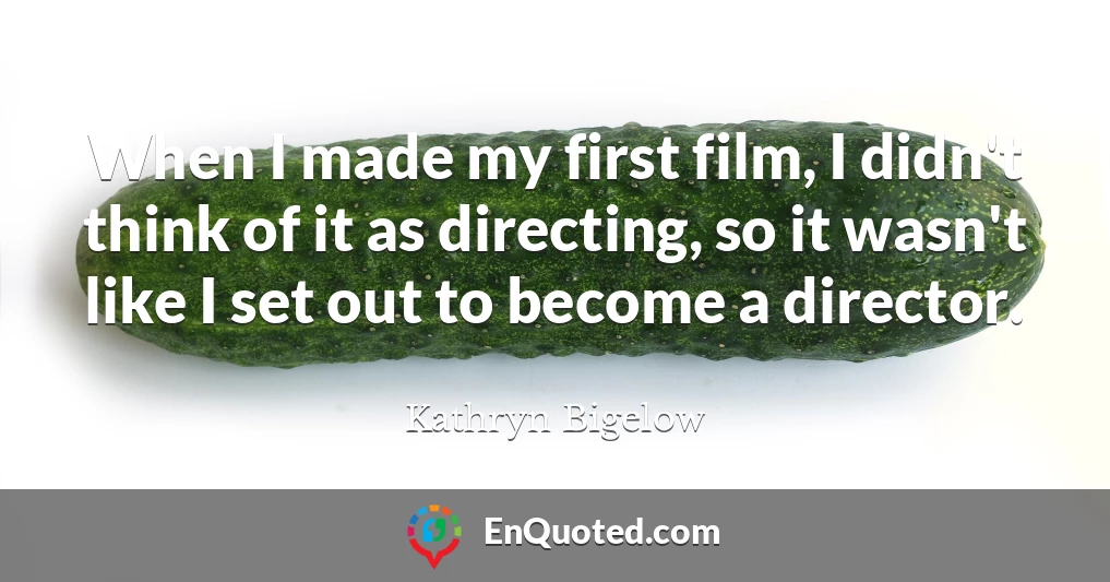 When I made my first film, I didn't think of it as directing, so it wasn't like I set out to become a director.
