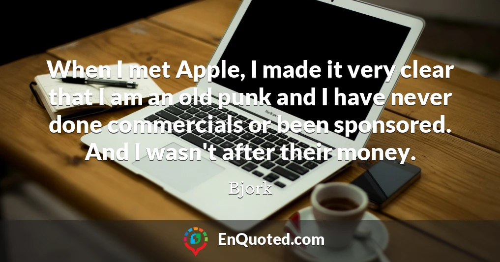 When I met Apple, I made it very clear that I am an old punk and I have never done commercials or been sponsored. And I wasn't after their money.