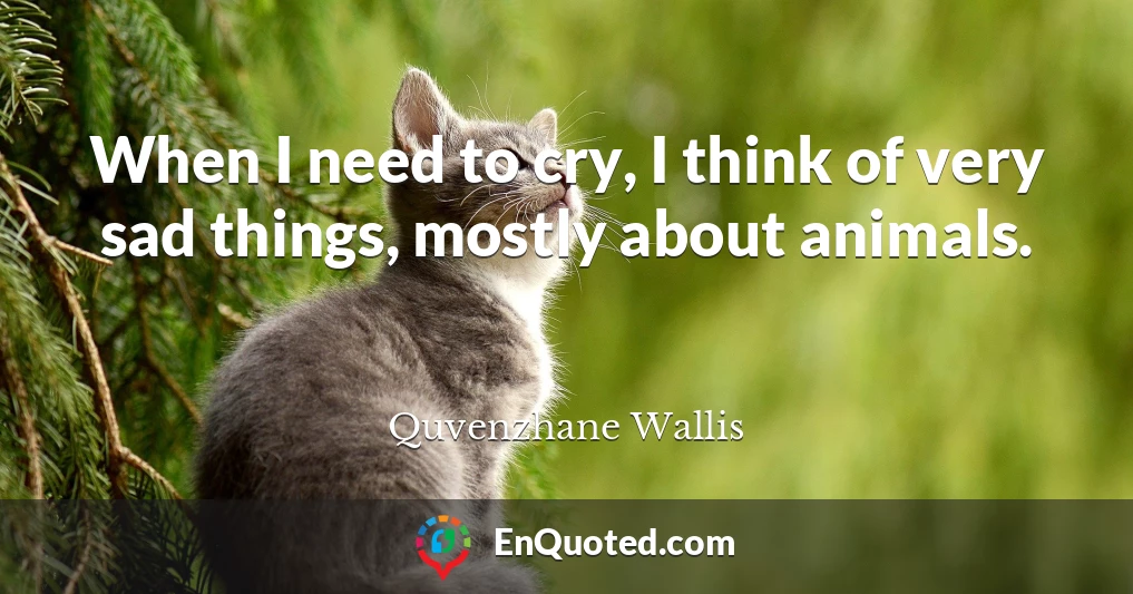 When I need to cry, I think of very sad things, mostly about animals.