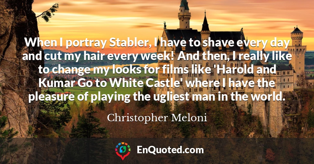 When I portray Stabler, I have to shave every day and cut my hair every week! And then, I really like to change my looks for films like 'Harold and Kumar Go to White Castle' where I have the pleasure of playing the ugliest man in the world.