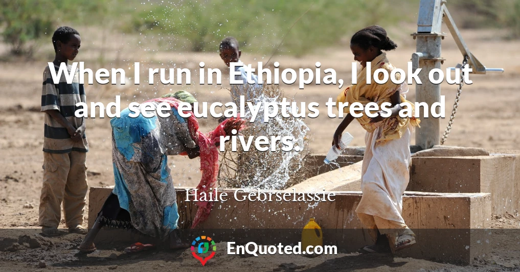 When I run in Ethiopia, I look out and see eucalyptus trees and rivers.