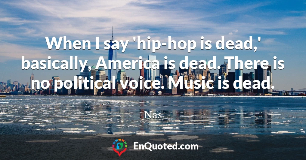 When I say 'hip-hop is dead,' basically, America is dead. There is no political voice. Music is dead.