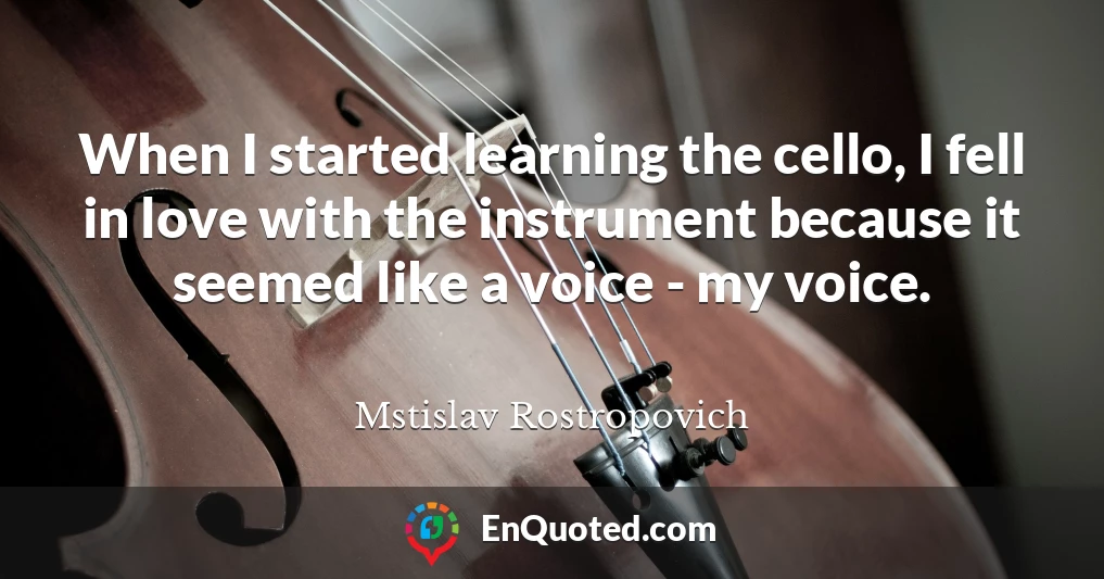 When I started learning the cello, I fell in love with the instrument because it seemed like a voice - my voice.