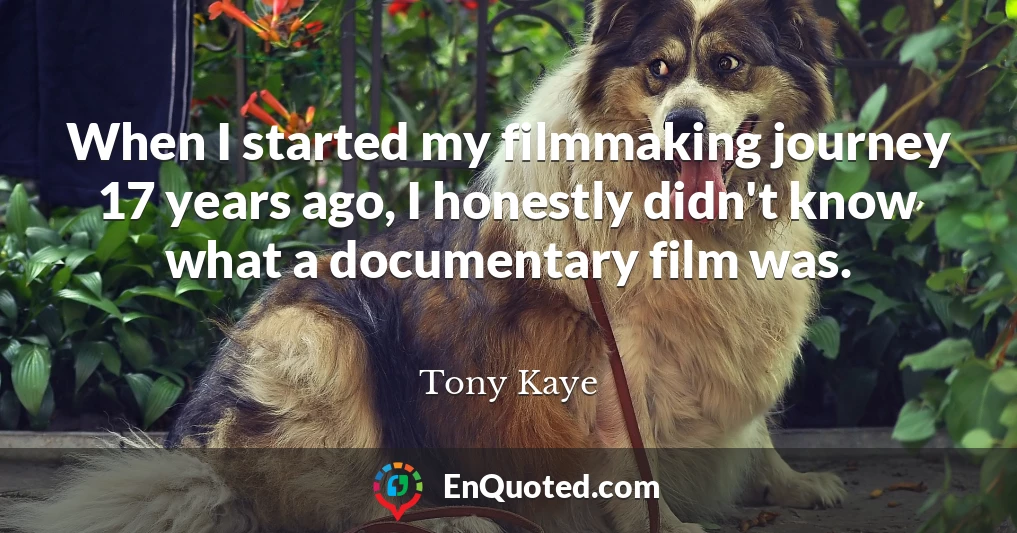When I started my filmmaking journey 17 years ago, I honestly didn't know what a documentary film was.
